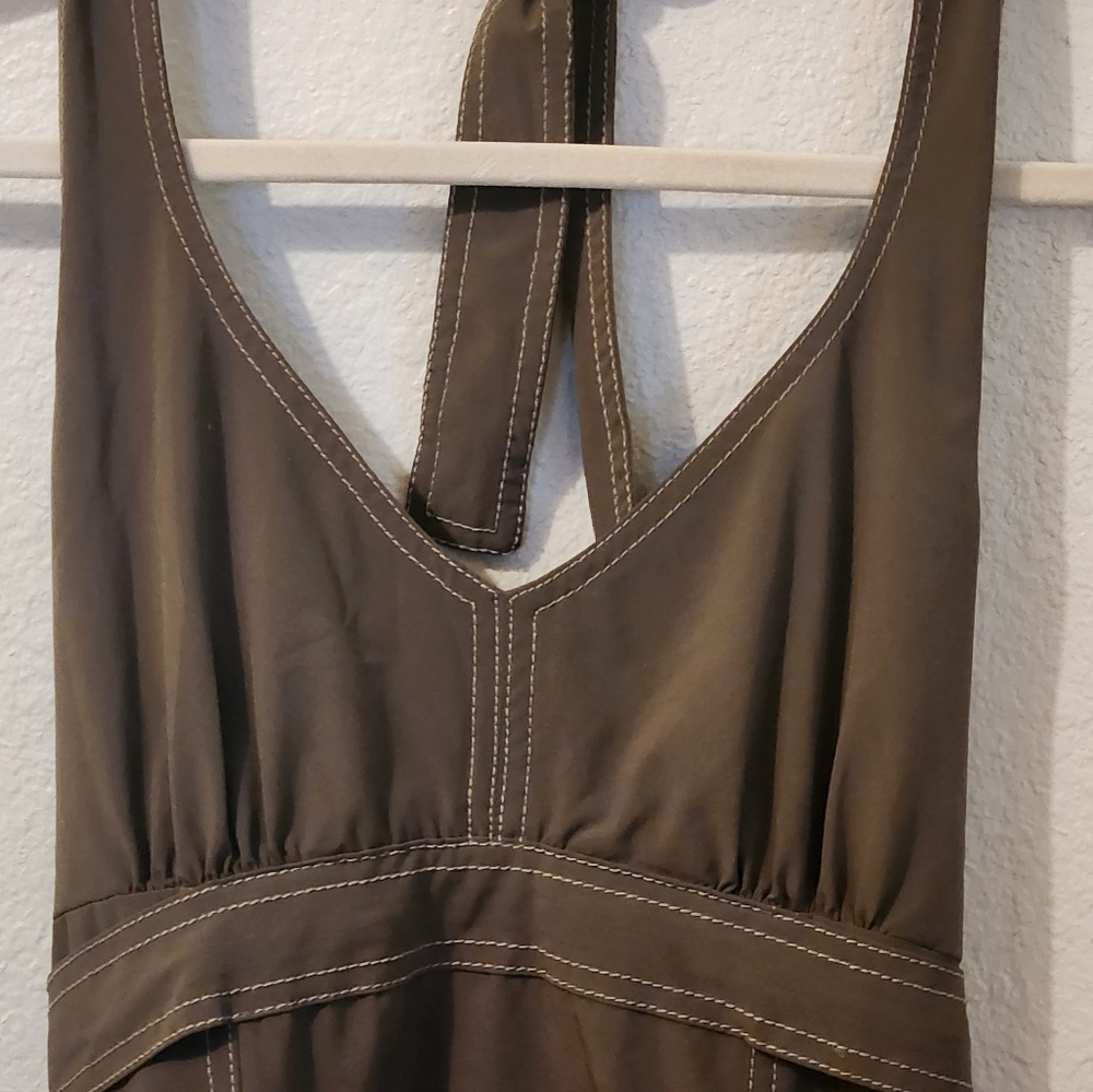Athleta Olive Green Halter Dress | Athletic Swim Material | Size Small (4-6) - Picture 4 of 6